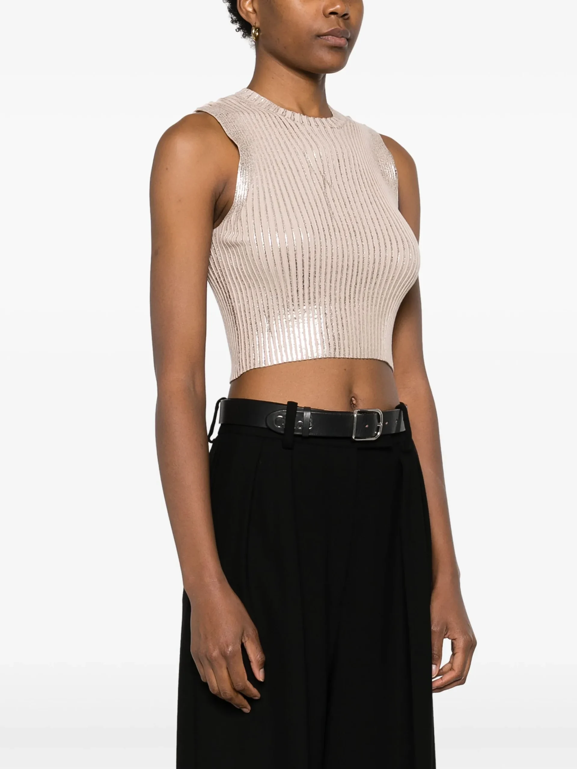 Top smanicato oro Peserico donna - immagine 3