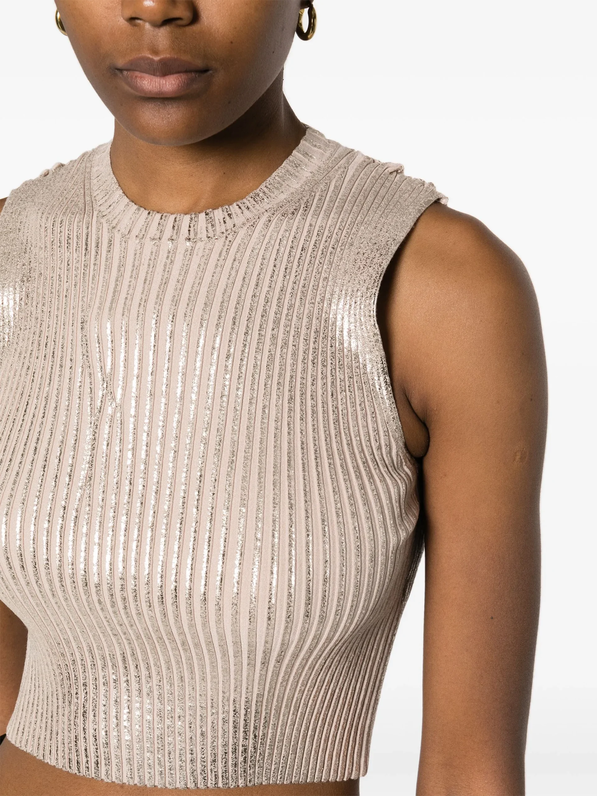 Top smanicato oro Peserico donna - immagine 4