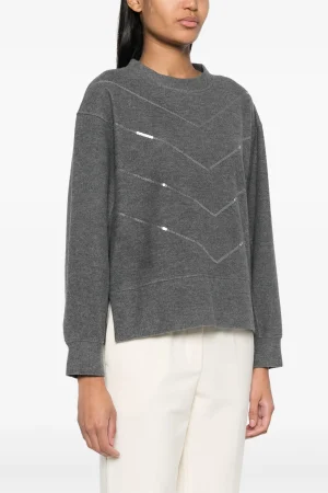 Felpa grigia in cotone Peserico donna