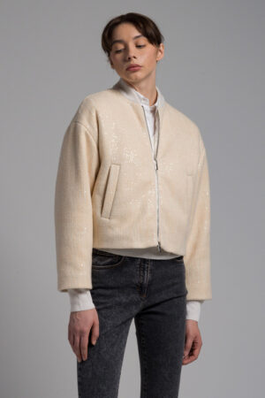 Giacca bomber crema con pailletes Peserico donna