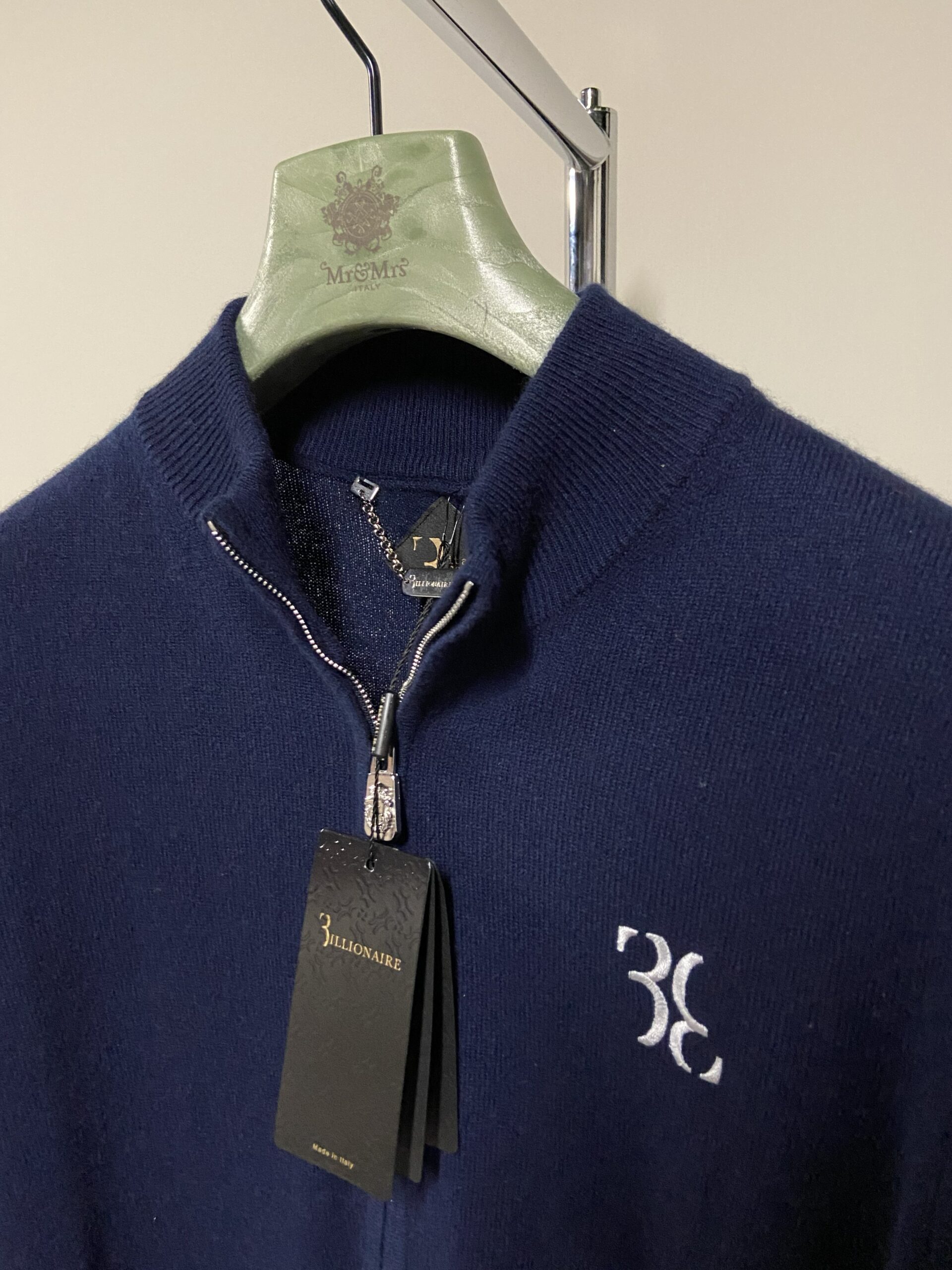 Maglione blu full-zip in cashmere Billionaire uomo - immagine 2