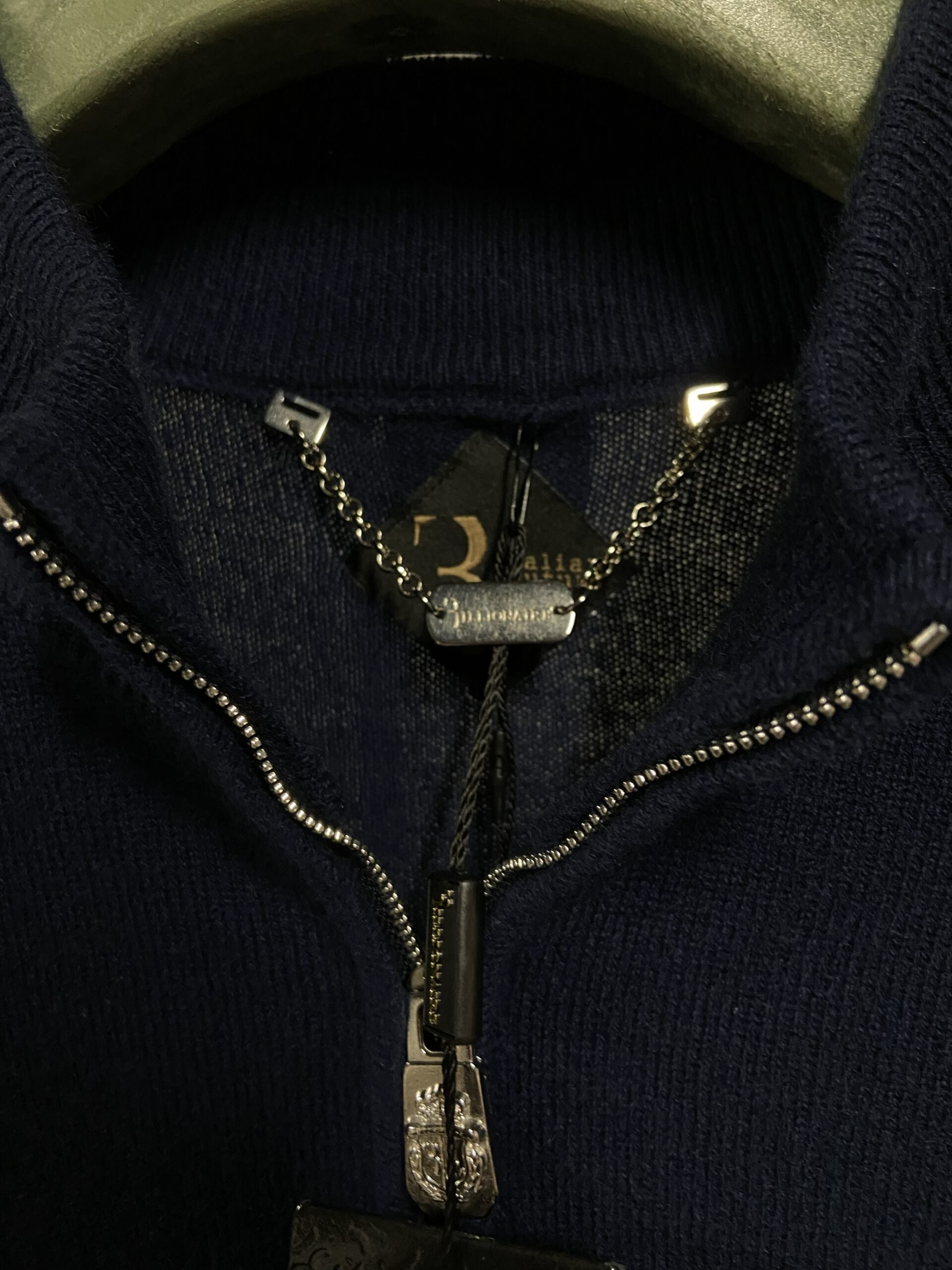 Maglione blu full-zip in cashmere Billionaire uomo - immagine 5