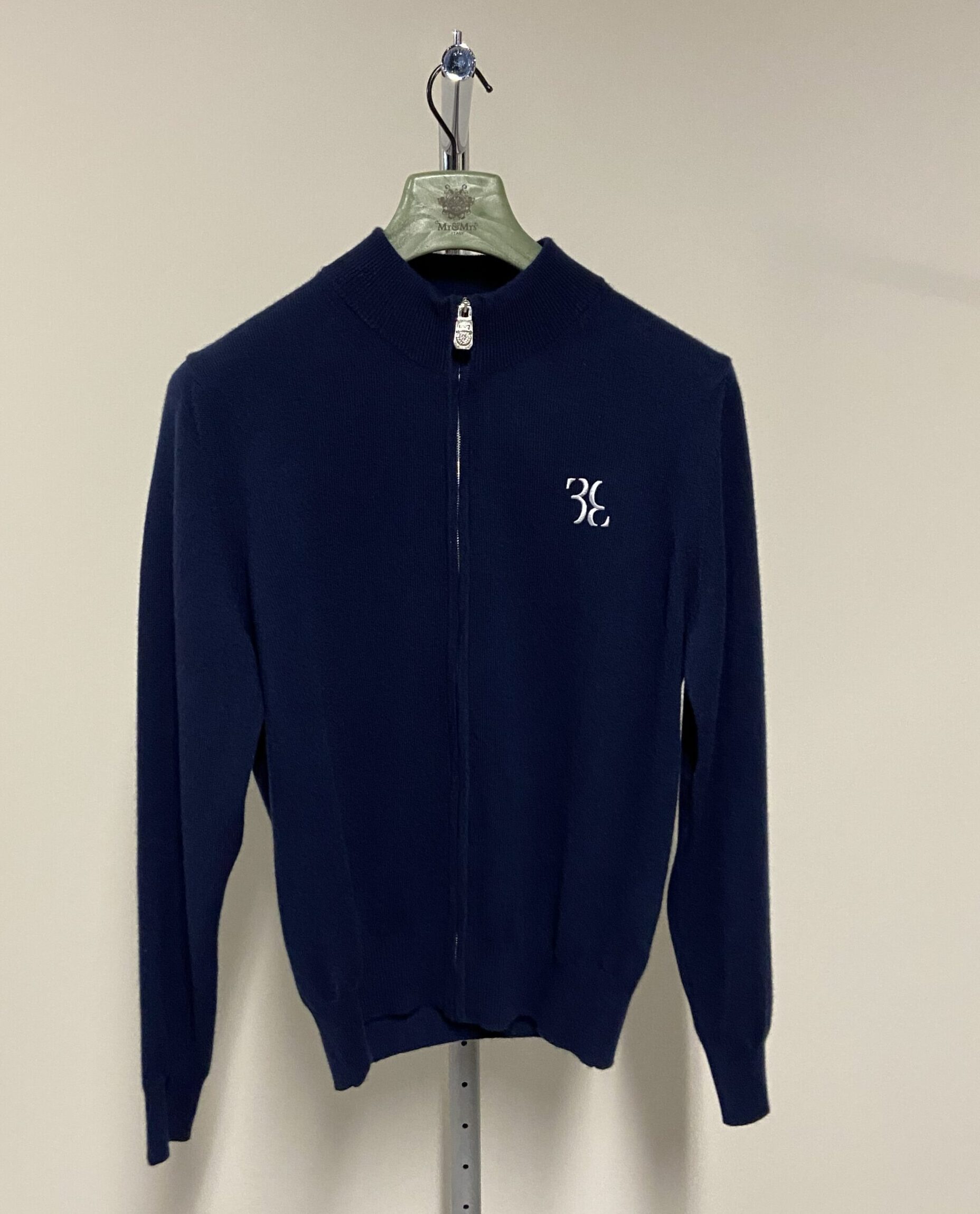 Maglione blu full-zip in cashmere Billionaire uomo