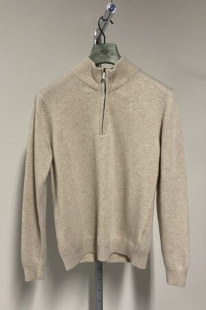 Maglione beige con mezza zip in cashmere Billionaire uomo