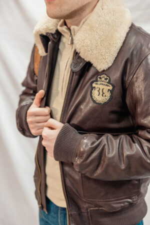 Giacca bomber in pelle marrone Billionaire uomo