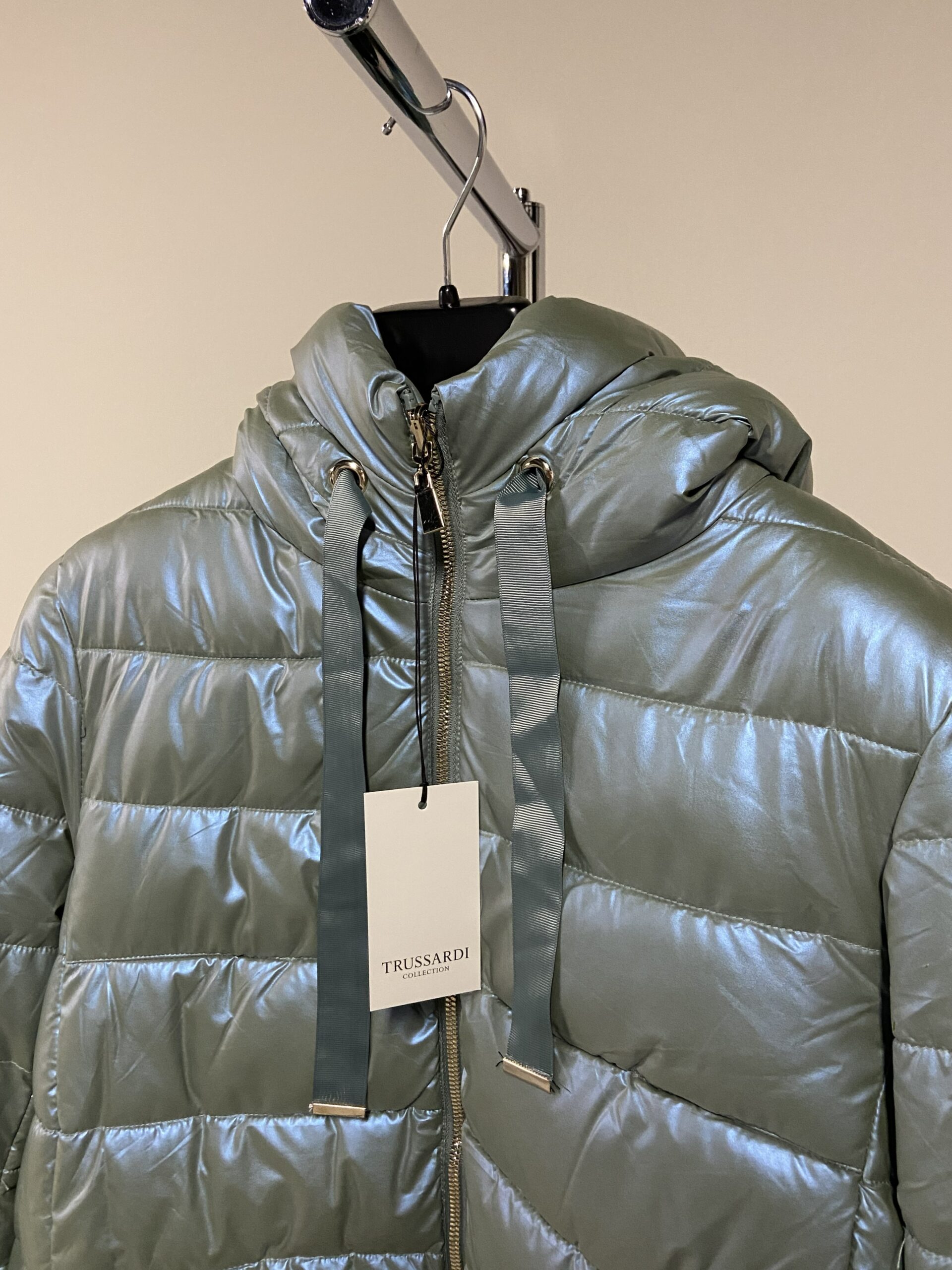 Piumino lungo azzurro reversibile con cappuccio Trussardi donna - immagine 2