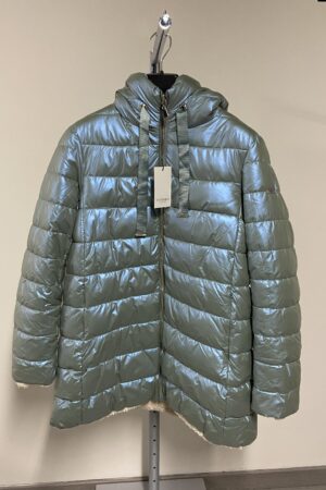 Piumino lungo azzurro reversibile con cappuccio Trussardi donna