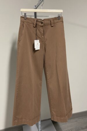 Pantaloni wide leg in cottone beige Blukey donna