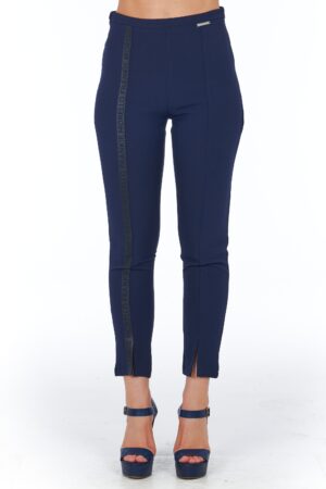 Pantalone blu skinny con banda logo Frankie Morello donna