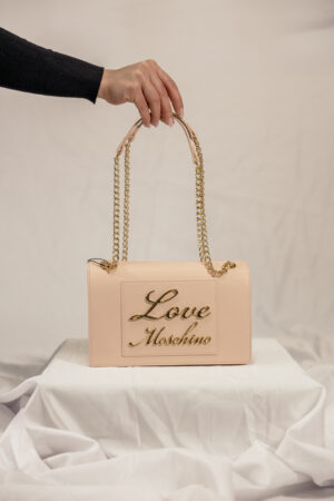 Borsa a tracolla rosa cipria Love Moschino
