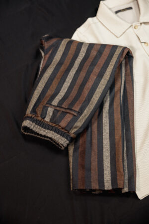 Pantaloni a righe marroni Roberto Pepe uomo