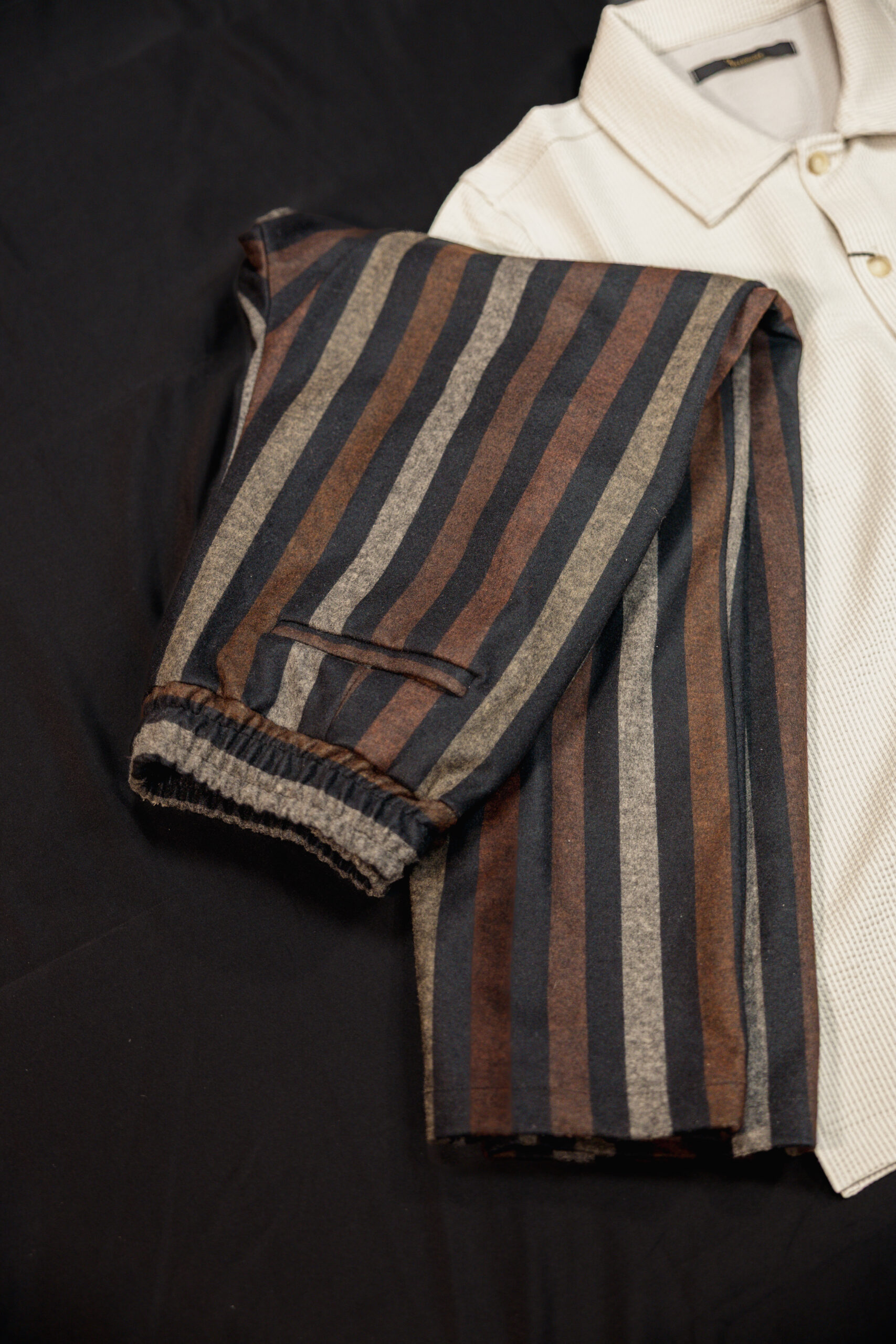 Pantaloni a righe marroni Roberto Pepe uomo